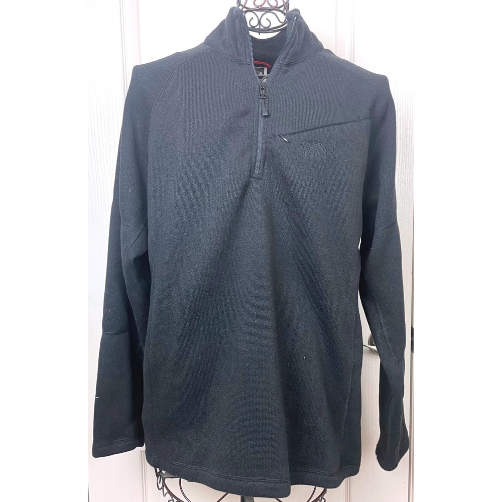The North Face Mens Large Black Quarter Zip Fleece Pullover Jacket Mock Neck